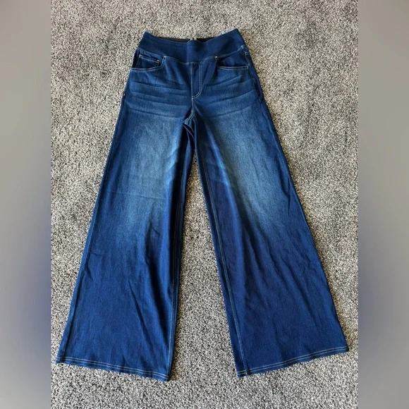 Halara Flex High Waisted Wide Leg Washed Jeans Dark Blue Size Small - Picture 6 of 15
